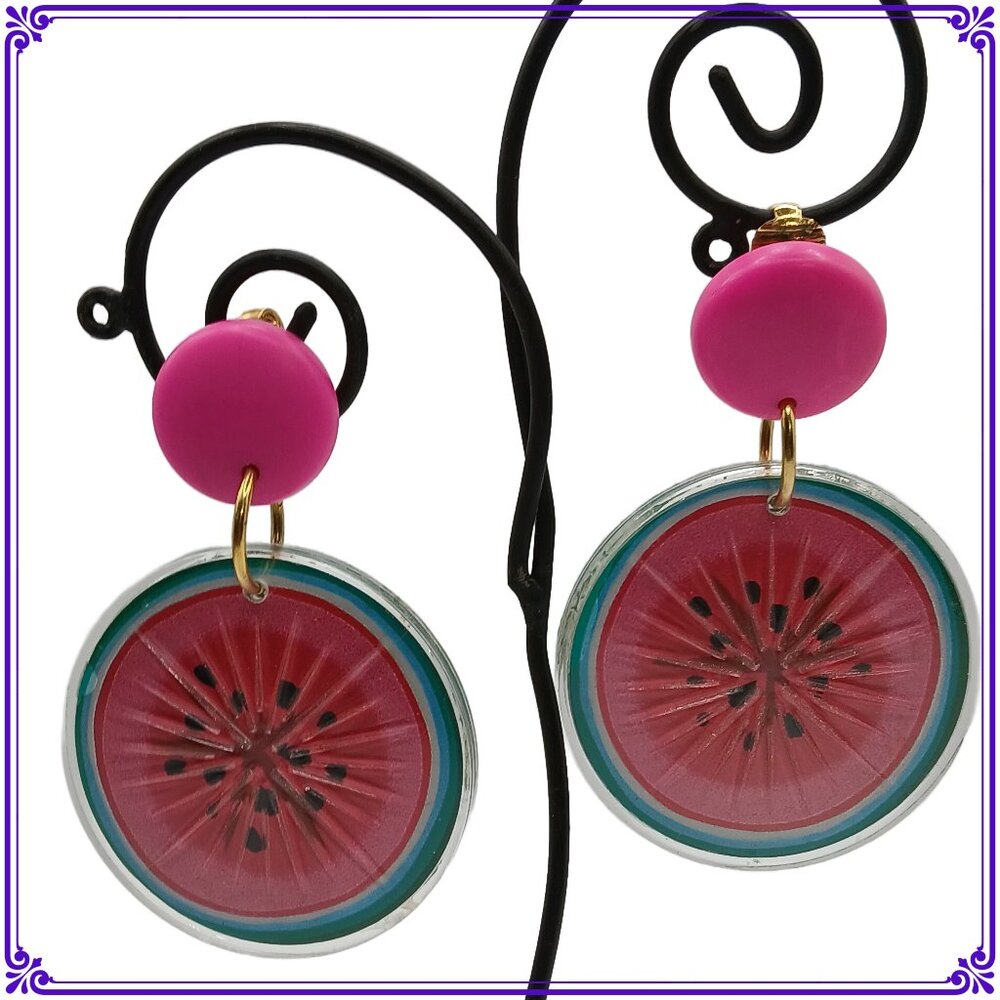 Avon Vintage Watermelon Pink Clip Ons, Signed, 1990s Jewelry, Gift for her